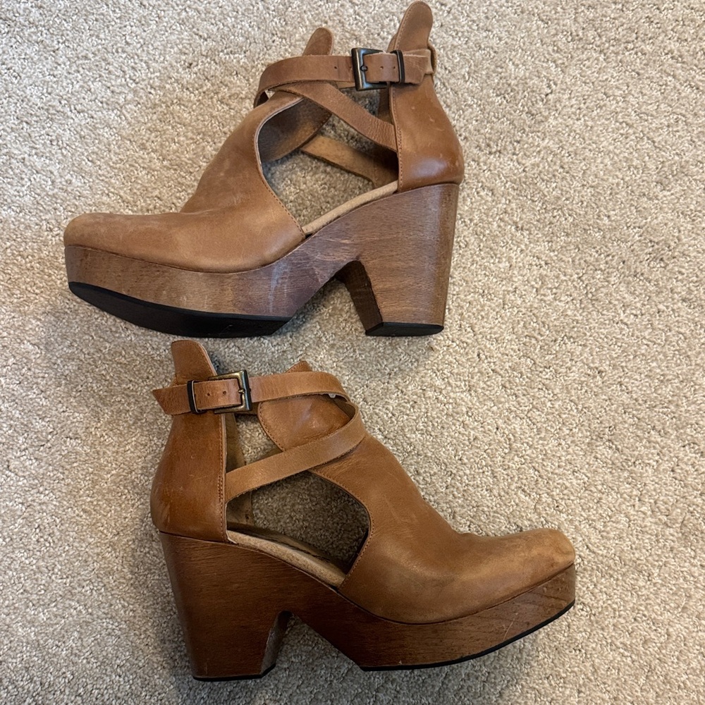 Free People’s Women’s Brown Platform Heel Ankle Bootie with Straps, sz 39 - Picture 8 of 8